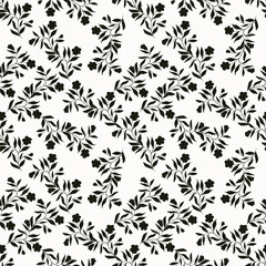 Christmas seamless pattern with berry and pine branch, winter design, hand drawn elements