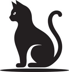 black and white cats  icon silhouettes Vector illustration isolated on white background