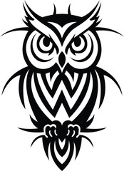 owl tattoo vector silhouette icon