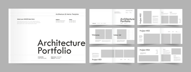 Landscape Portfolio Design, Architecture Portfolio, A4 Portfolio Layout, Graphic Design Portfolio Template. White Portfolio
