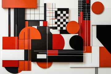 Abstract geometric shapes arrangement on white background