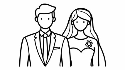 A business couple, a woman in silhouette and a man in a suit, a vector illustration of fashion design