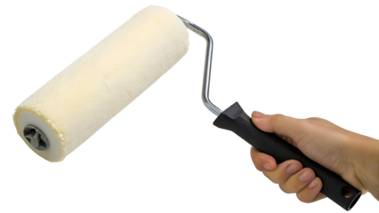 Hand Holding a Paint Roller Isolated in Transparent Background