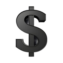 Obraz premium 3D Black Dollar Sign isolated on transparent background PNG