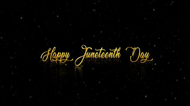 Celebration Happy Juneteenth Day, Happy Juneteenth Day Golden Logo Animation, Juneteenth Day Text Animation Banner 
