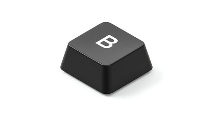 3D Render of a Single Black Keyboard Key with 'B'