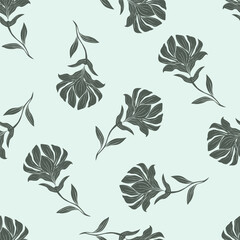 Christmas seamless pattern with berry and pine branch, winter design, hand drawn elements