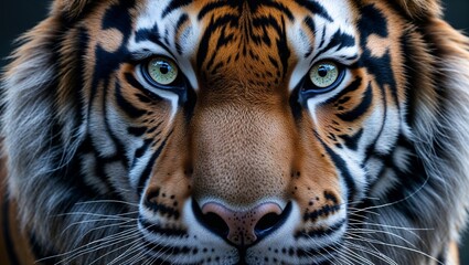 Fototapeta premium Fierce Bengal Tiger Close-Up with Piercing Gaze and Detailed Fur