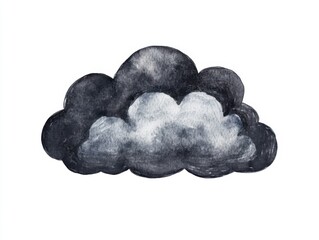 Handpainted Watercolor Illustration Dark Gray