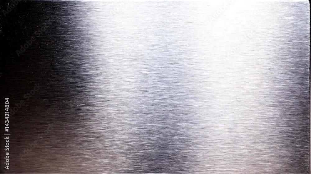 Poster shiny metal texture background with horizontal brushed lines and light reflection for creative proje