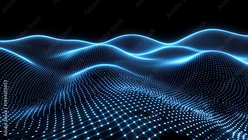 Poster digital background featuring a grid of digital lines and a blue glowing light effect, perfect for cr