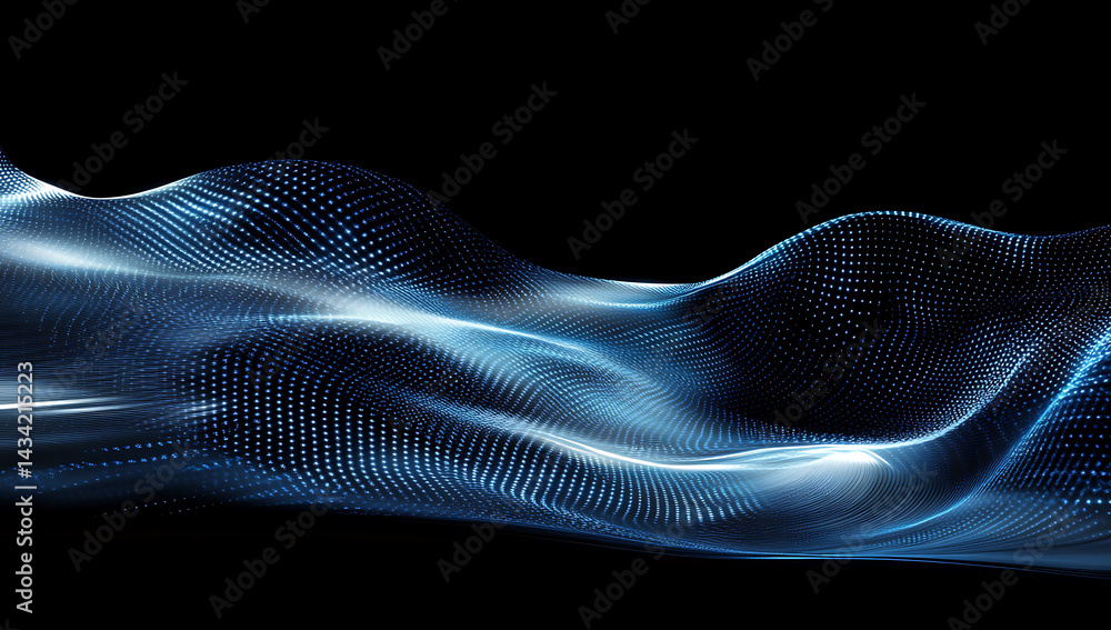 Aufkleber digital background featuring blue and white lines of data flowing in the dark space, a futuristic te