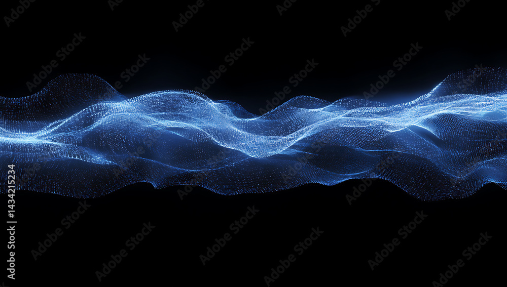 Aufkleber digital background featuring blue and white lines of data flowing in the dark space, a futuristic te