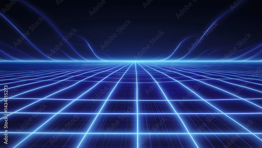 Poster digital background featuring dark blue and white grid lines, perfect for showcasing technology produ