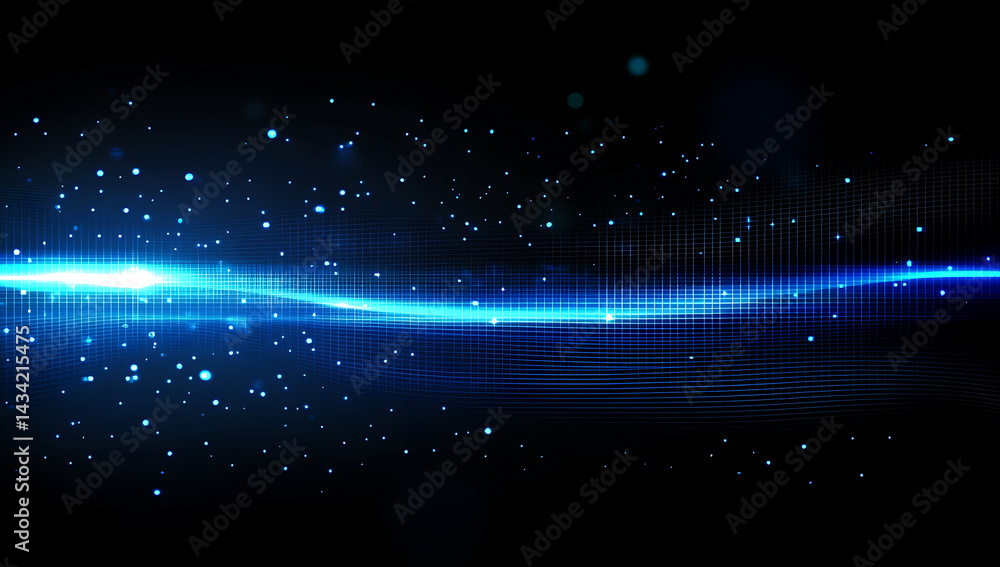 Poster digital background featuring data and technology, with lines of code in the dark blue space.