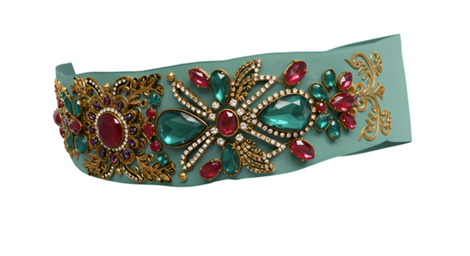 Elegant Beaded Headband: Turquoise, Gold, & Gemstone Hair Accessory