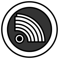 This image likely depicts a 3D vector icon or button representing a wireless wi-fi network signal for internet connection and communication technology