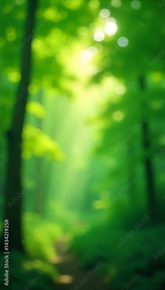 Aufkleber generative ai a mesmerizing abstract portrayal of a sun-drenched forest with blurred details