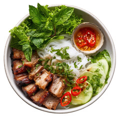 Grilled pork with rice noodles and Vietnamese herbs