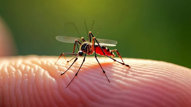 Mosquito, insect bite, nuisance pest. Disease vector. Skin swells from mosquito feeding. Larvae development prevents water stagnation. Zoonotic diseases spread through insect bites.