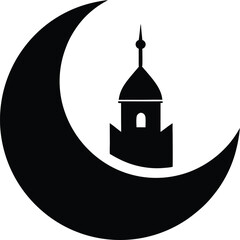 silhouette of mosque in night