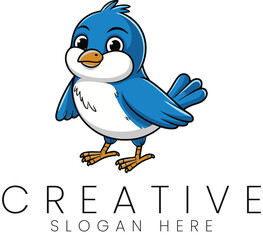 Adorable Blue Bird Cartoon Illustration Design Perfect for Kids sky cute beak feet baby   