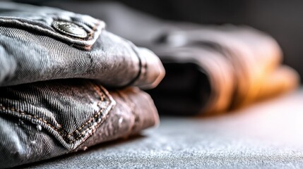 Folded clothing details of fabric texture and buttons