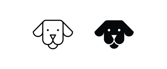 Dog head icon, dog button, vector, sign, symbol, logo, illustration, editable stroke, flat design style isolated on white linear pictogram