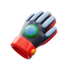 Cartoon glove illustration: stylized glove with red cuff and colorful accents design