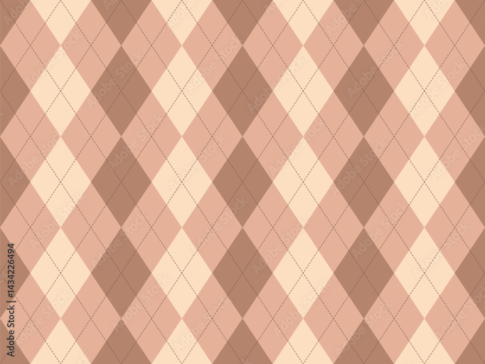 Poster elegant argyle pattern in soft earth tones. perfect for backgrounds, textiles, and branding projects