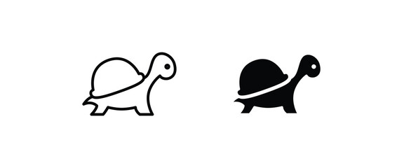 Turtle line and flat icons set, editable stroke isolated on white, linear vector outline illustration, symbol logo design style