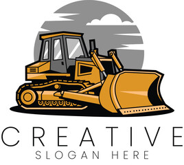 Powerful Yellow Bulldozer Heavy Equipment Machine Illustration job work site site work     © ahmadfarazswl