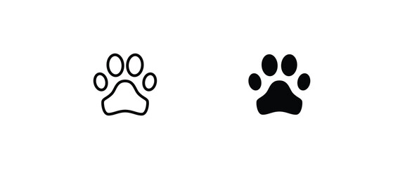 Fototapeta premium paw print icon, Cat pawprint. Animal tracks logo. Animal footprint icons button, vector, sign, symbol, logo, illustration, editable stroke, flat design style isolated on white linear pictogram