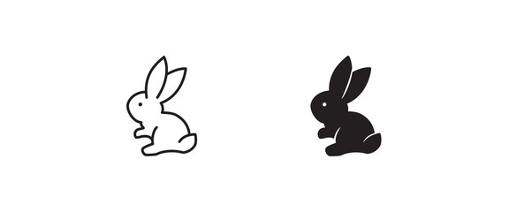 Rabbit, bunny. Easter rabbits. Animal icon symbol logo illustration,editable stroke, flat design style isolated on white