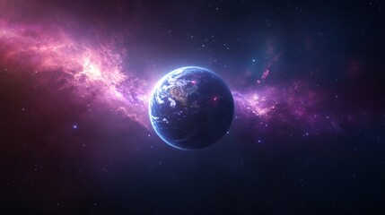 Obraz premium Vibrant cosmic scene, swirling nebulae with contrasting colors, captivating backdrop for science fiction or space themes.