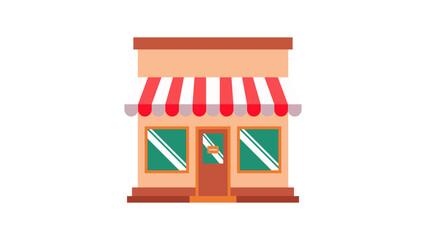 Illustration of Business Building Shop. Concept of Building Symbol and OPEN Sign, Shop Opened Symbol