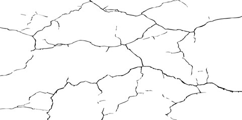 Transparent Background Vector Texture of Grunge Cracks and Fractured Earth – Realistic Dry Soil Pattern with Rough Distressed Overlay for Creative Use

