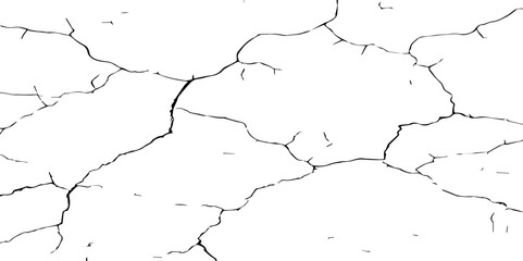 Transparent Background Vector Texture of Grunge Cracks and Fractured Earth – Realistic Dry Soil Pattern with Rough Distressed Overlay for Creative Use
