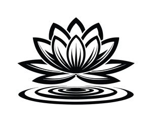 black and white lotus flower vector illustration