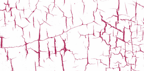A red and white vintage of a cracked wall, cracked red paint on a white background, White and red patterned natural details textured background for interior Home Decoration or product design. 
