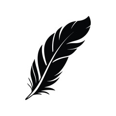 minimalist black feather silhouette on white background