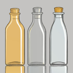 set of empty milk bottles cartoon vector illustration