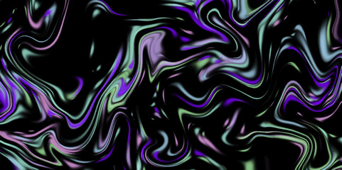 Multicolored Dynamic Swirls on Black Background for Futuristic Digital Art, Psychedelic Wallpapers, and Creative Design. 3d rendering dark space wave liquid neon dark multicolor splash background. 
