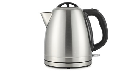 A stainless steel electric kettle, perfect for brewing hot beverages like tea and coffee, isolated.