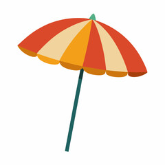 Isolated Beach Umbrella With Orange And Beige Stripes Illustration