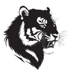 Obraz premium Black and white vector image of Puma from the side.