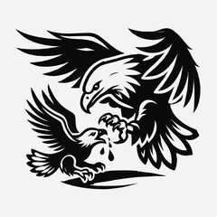 Eagle Feeding Her Eaglet in the Nest