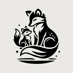 Fox Mother and Kit Playfully Bonding in the Wild