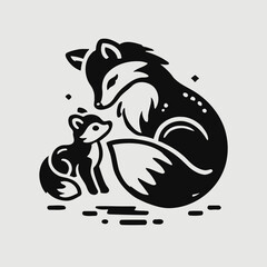 Fox Mother and Kit Playfully Bonding in the Wild