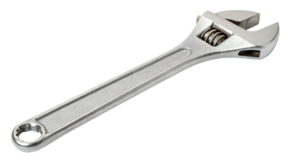 Silver Adjustable Wrench Isolated on Transparent Background